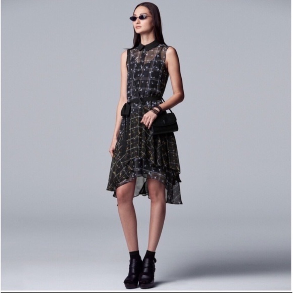 Simply Vera Wang hi-lo floral plaid dress M